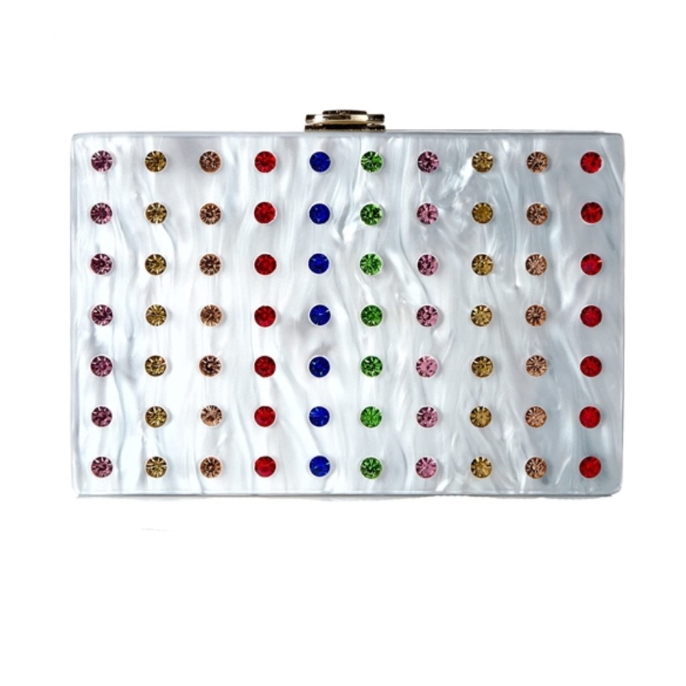 Milly Rainbow Rhinestone Acrylic Clutch